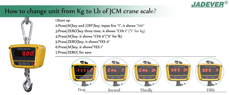 כיצד לשנות יחידה בין ק"ג ל-lb של משקל JCM מנוף
