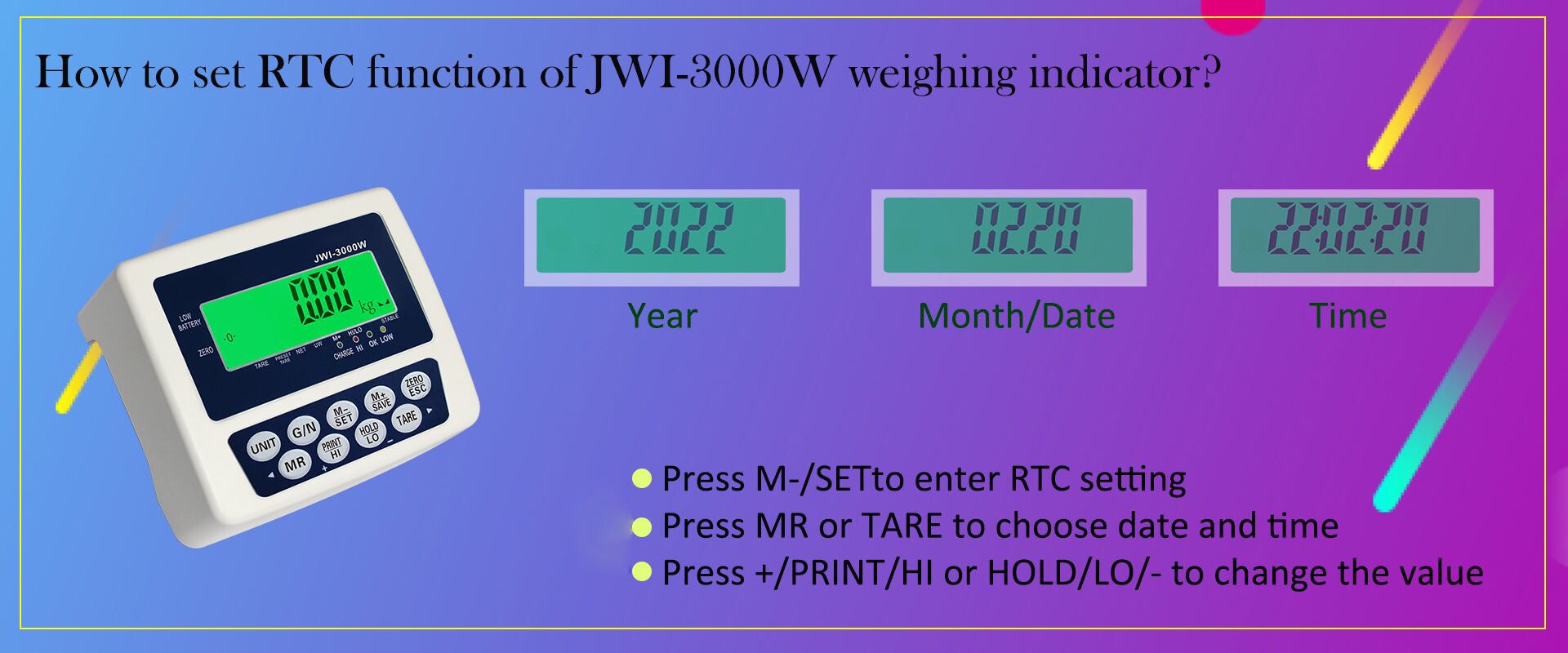 כיצד להגדיר את פונקציית RTC של מחוון השקילה התעשייתי JWI-3000W